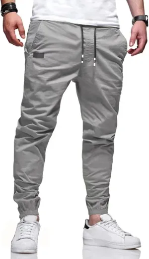 Men's Outdoor Jogging Casual Pants Slim Cargo Workout for Running Sweatpants Hiking