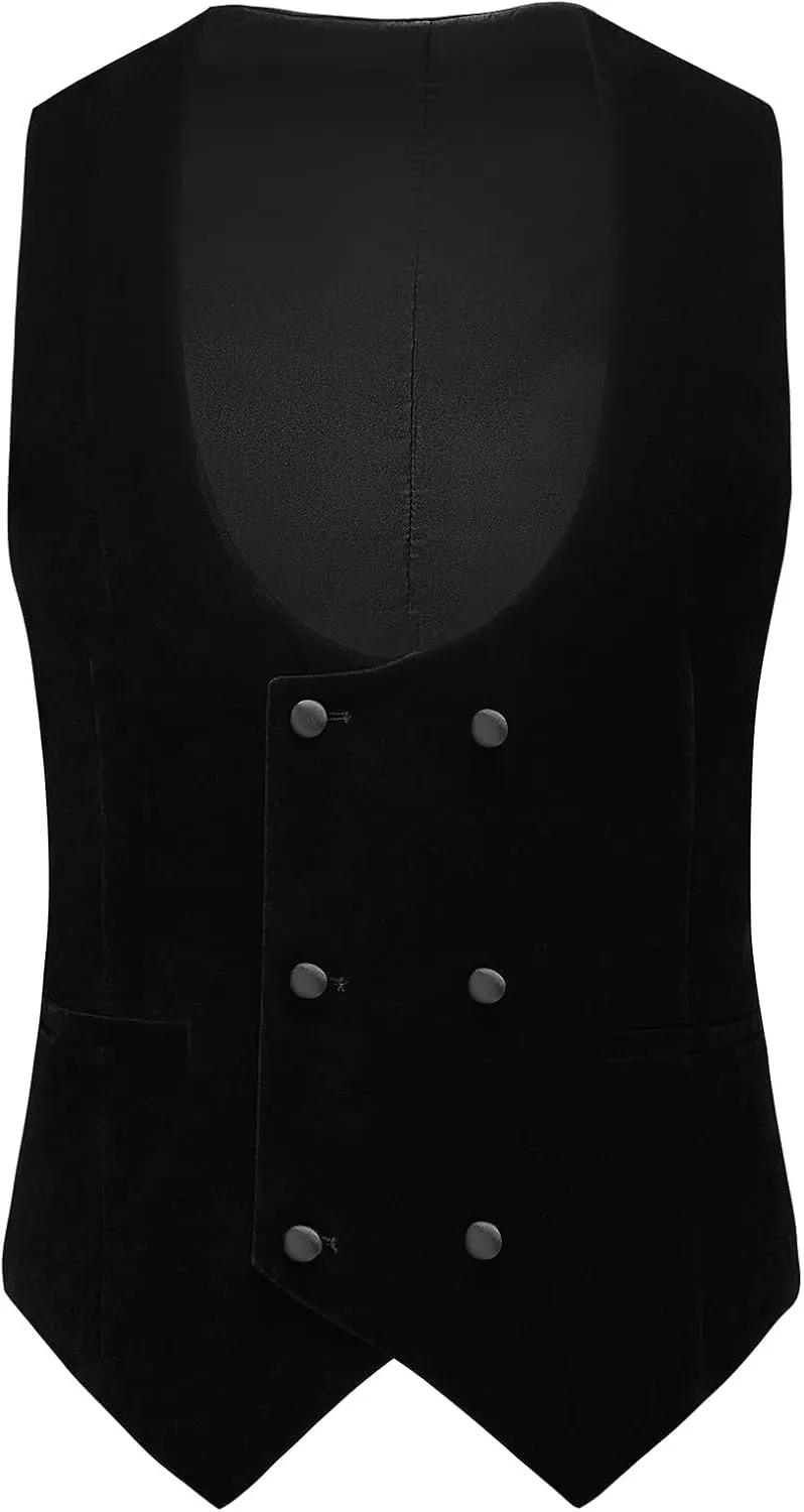 Mens Velvet 3 Piece Suits Slim Fit Peaked Lapel One Button Tuxedo Dinner Jacket Vest Pants Suit Set