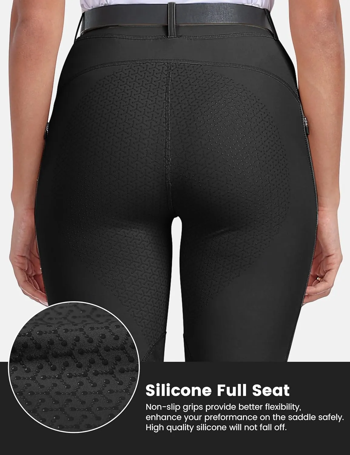 MoFiz Women's Horse Riding Pants Full Seat Silicon Knee-Patch Equestrian Breeches Horseback Schooling Tights Zipper Pockets