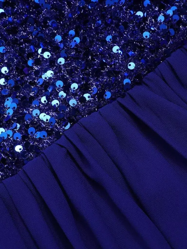 MYDRESS Long Sleeve Prom Dresses for Women Sequin Evening Dress Chiffon A Line Formal Evening Party Gowns with Slit