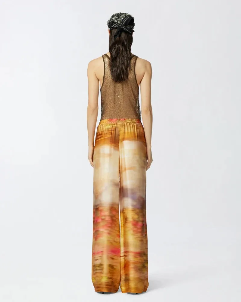Orange sunset satin wide leg trousers