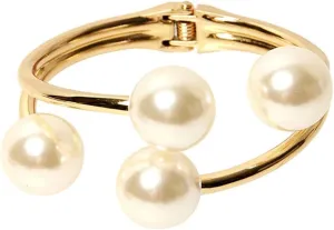 Pearl Bangle Bracelet for Women Chunky Pearl Gold Bangle Opened Bracelet Minimalist Cuff Bracelet for Women