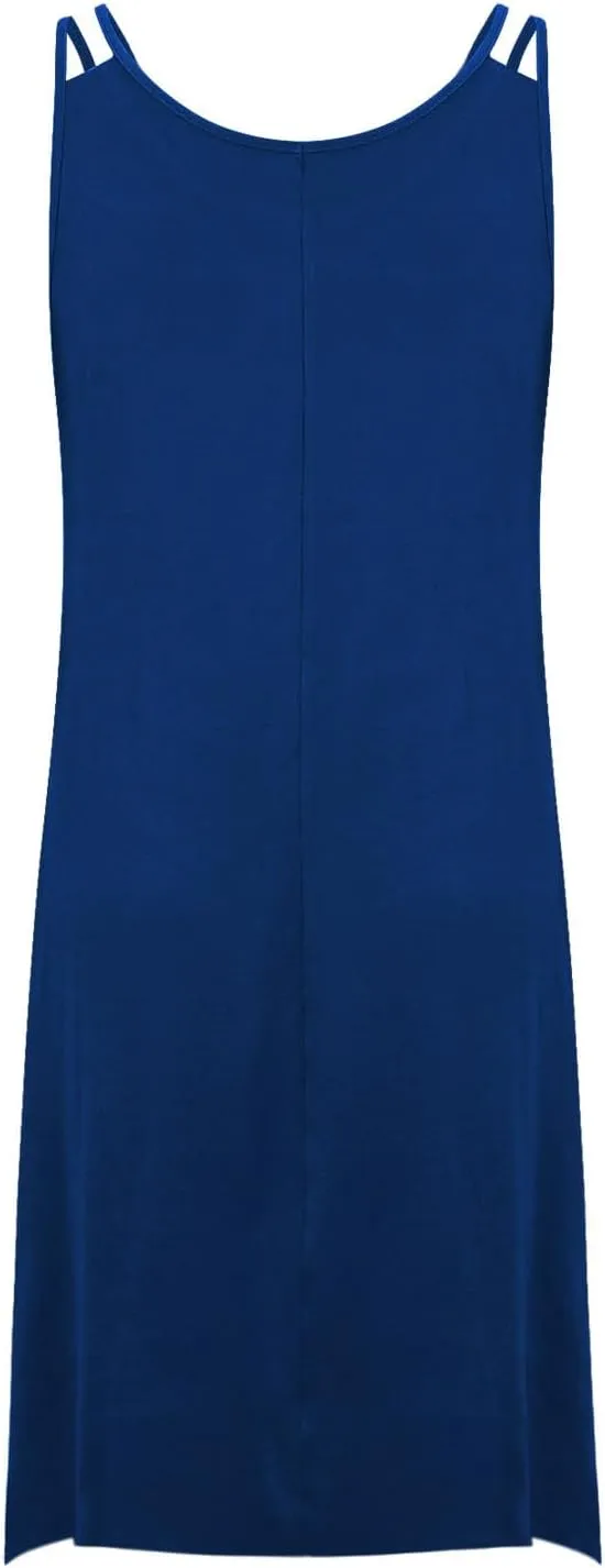 Plus Size Dresses for Curvy Women Summer Scoop Neck Sleeveless Asymmetrical Hem Sundress Flowy Midi Cami Dress