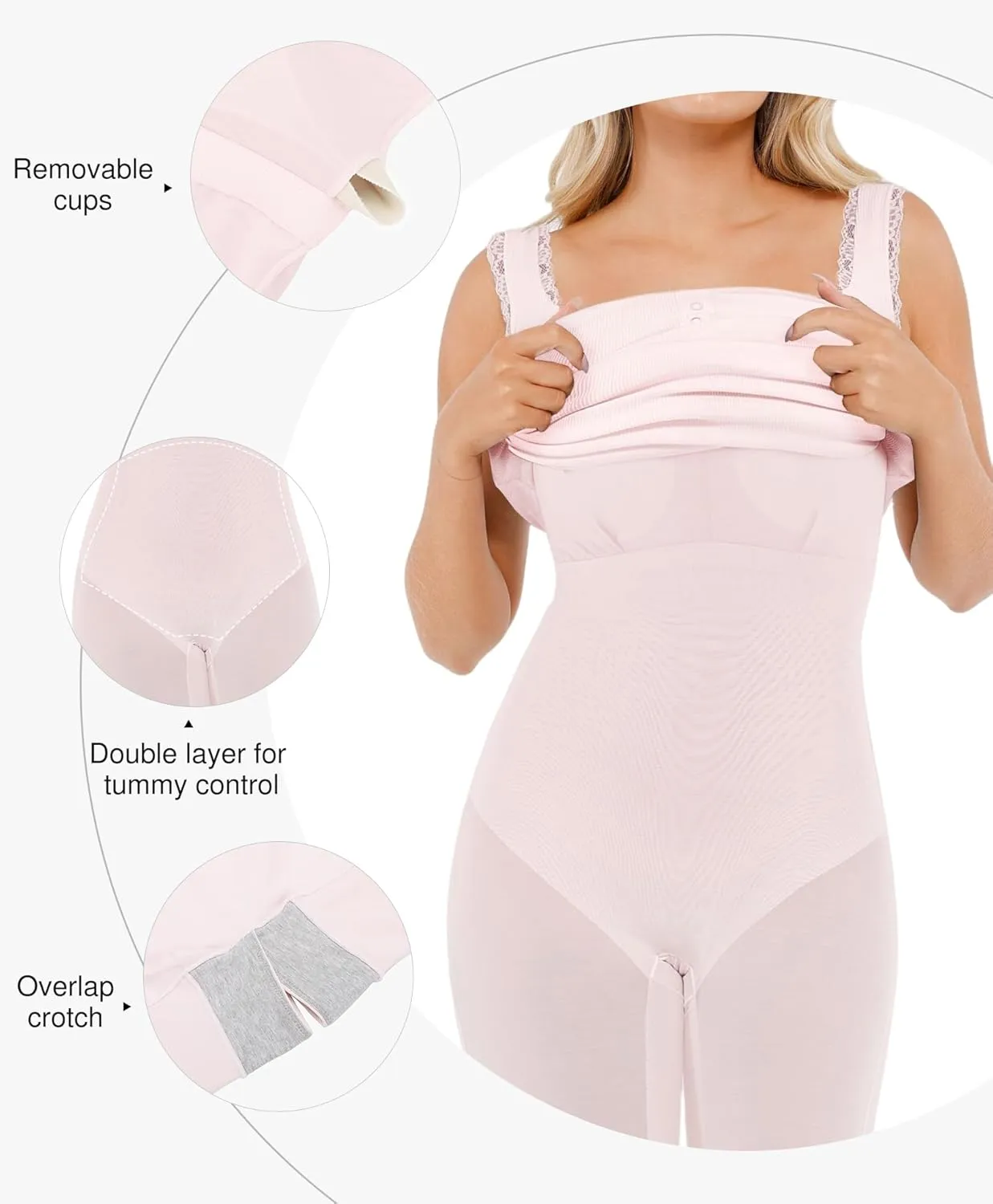 Popilush Shapewear Tank Dress Summer Maxi Dress Built-in Bra Square Neck Lace Trim Going Out Vacation Dresses for Women