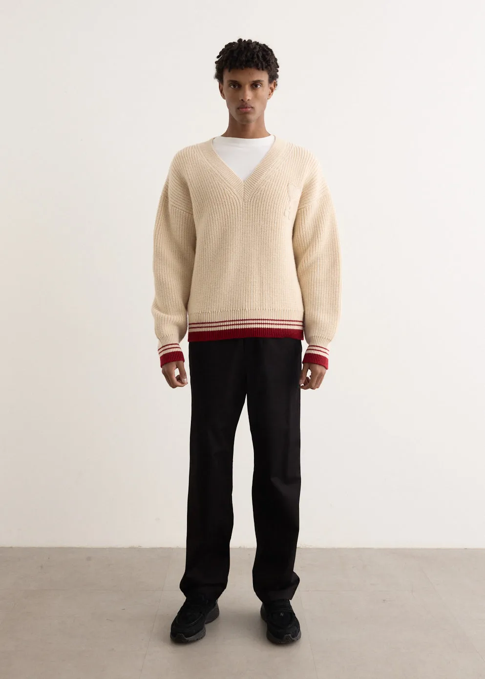 Ribbed V-Neck Sweater