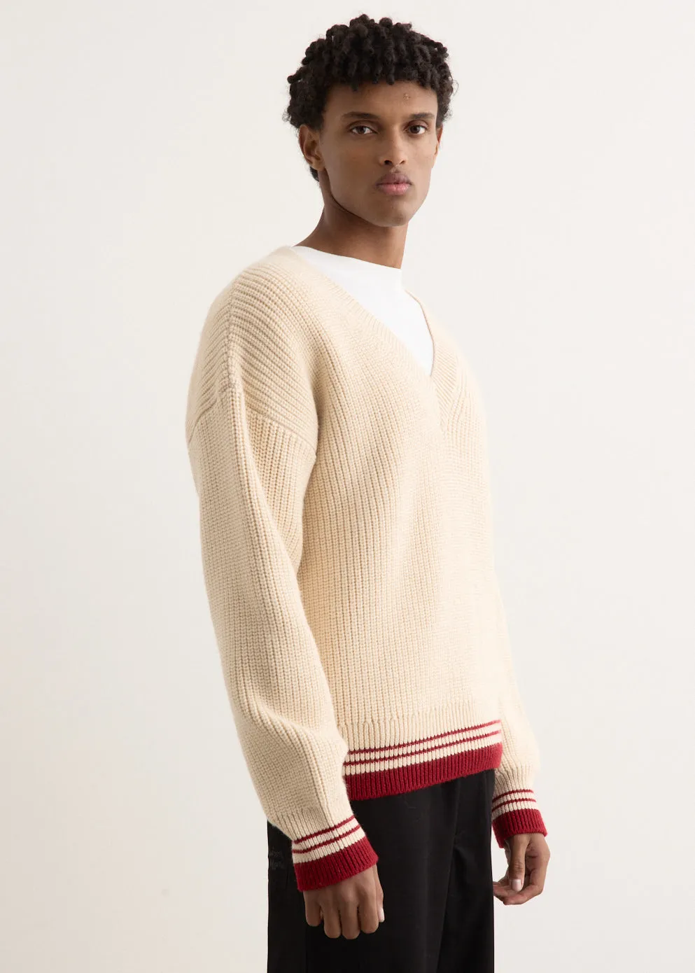 Ribbed V-Neck Sweater