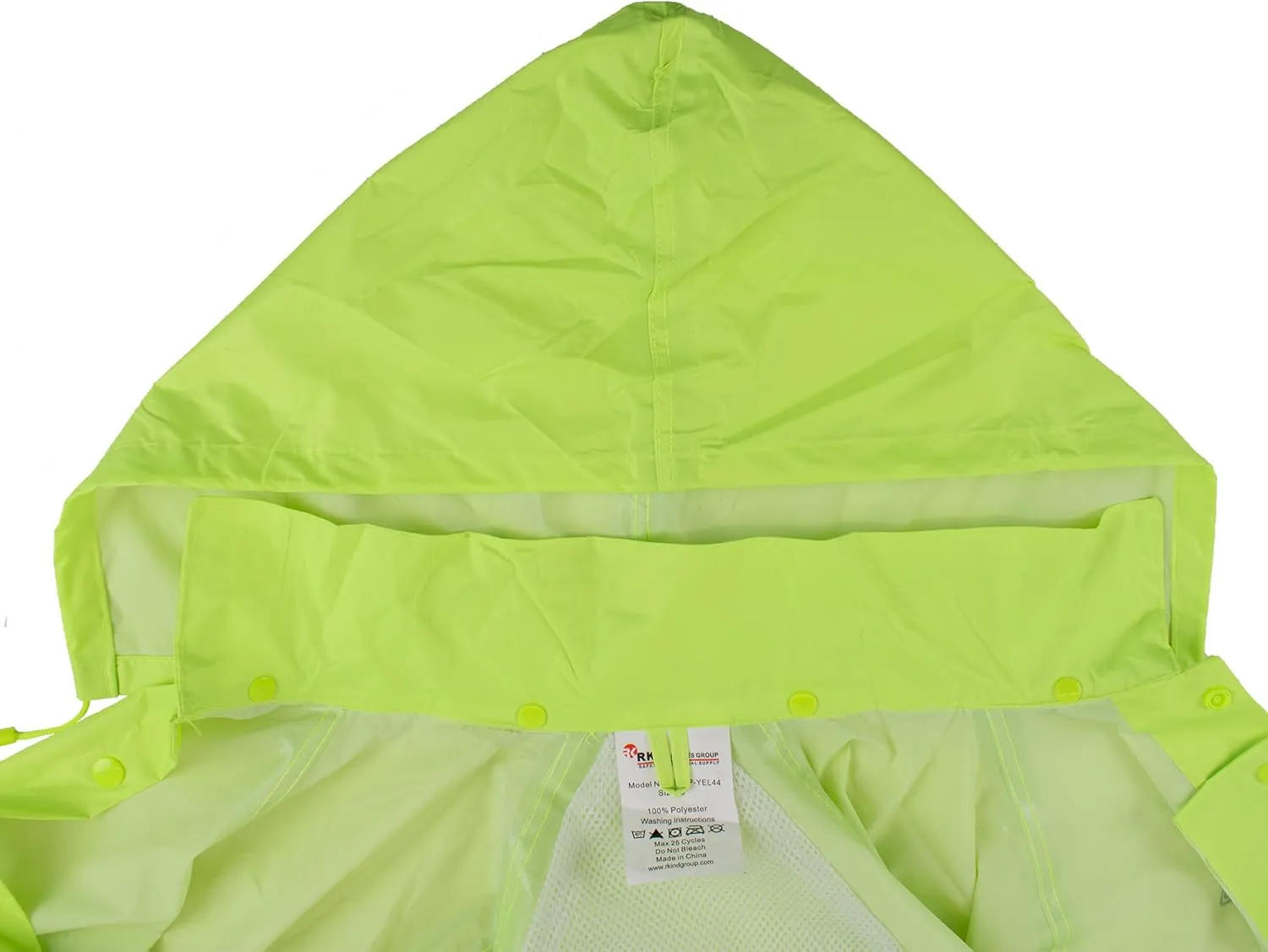 RK Safety RC-PP-HIG44 Hi-vis Green PVC Polyester Trench Rain Long Coat With Hoodie(Hi-vis Green, Large)
