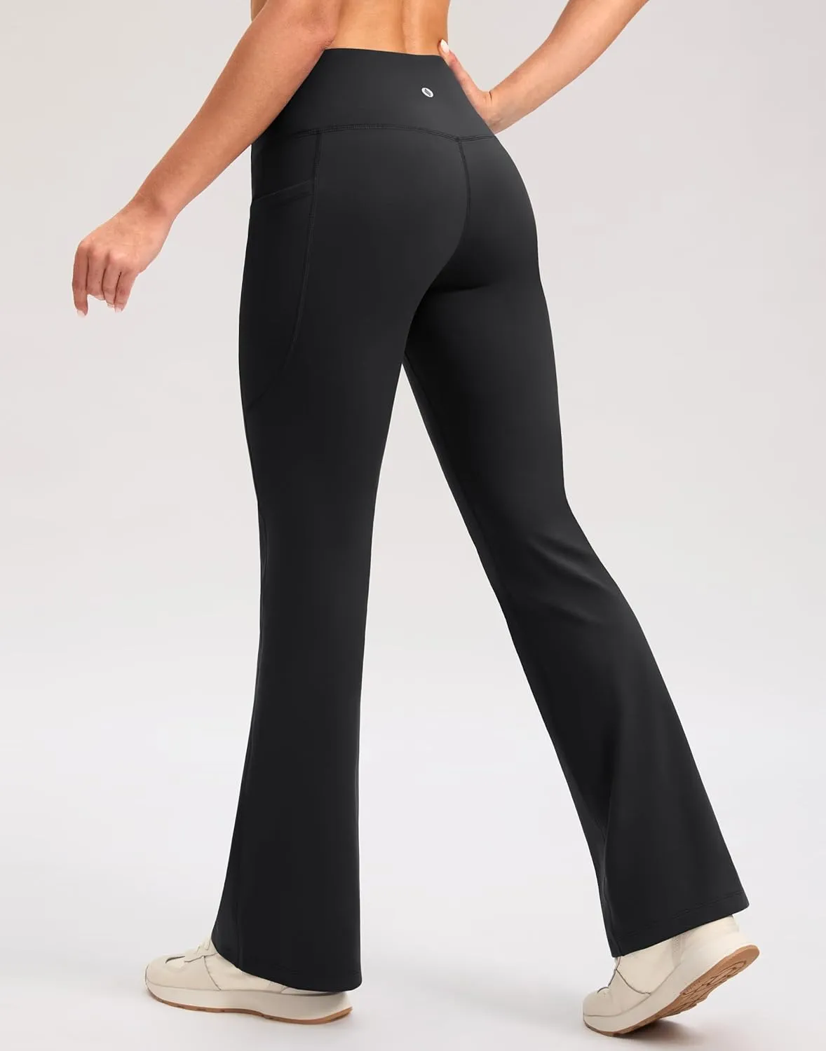 SANTINY Fleece Lined Flare Leggings Women 28.5/30.5/32 Water Resistant Winter Bell Bottom Hiking Yoga Pants with Pockets