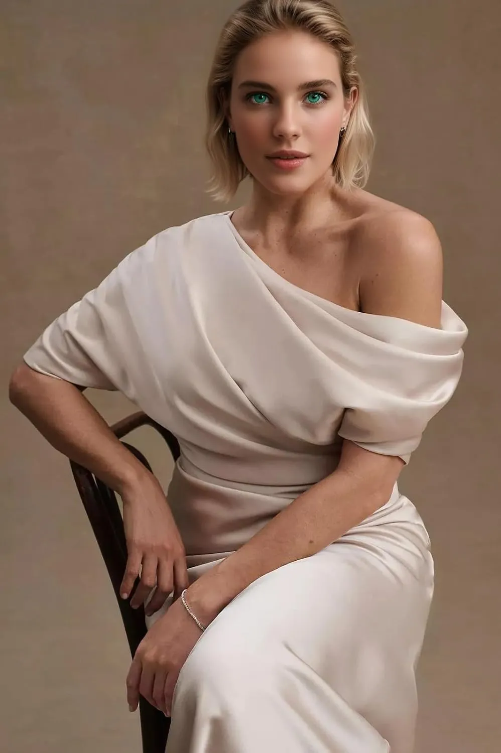 Satin Formal Evening Dress One Shoulder Mermaid Formal Gowns for Women Cocktail Party Maxi Dress