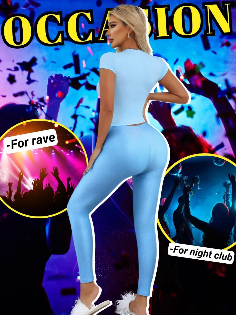 Sexy 2 Piece Pants Set For Women,2000S Crop Top And Shiny Leggings,Slimming Going Out Outfits Date Night Club