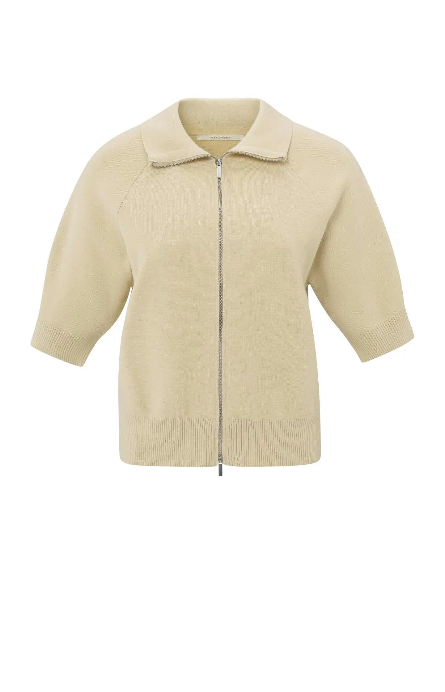 Short sleeve cardigan with zipper