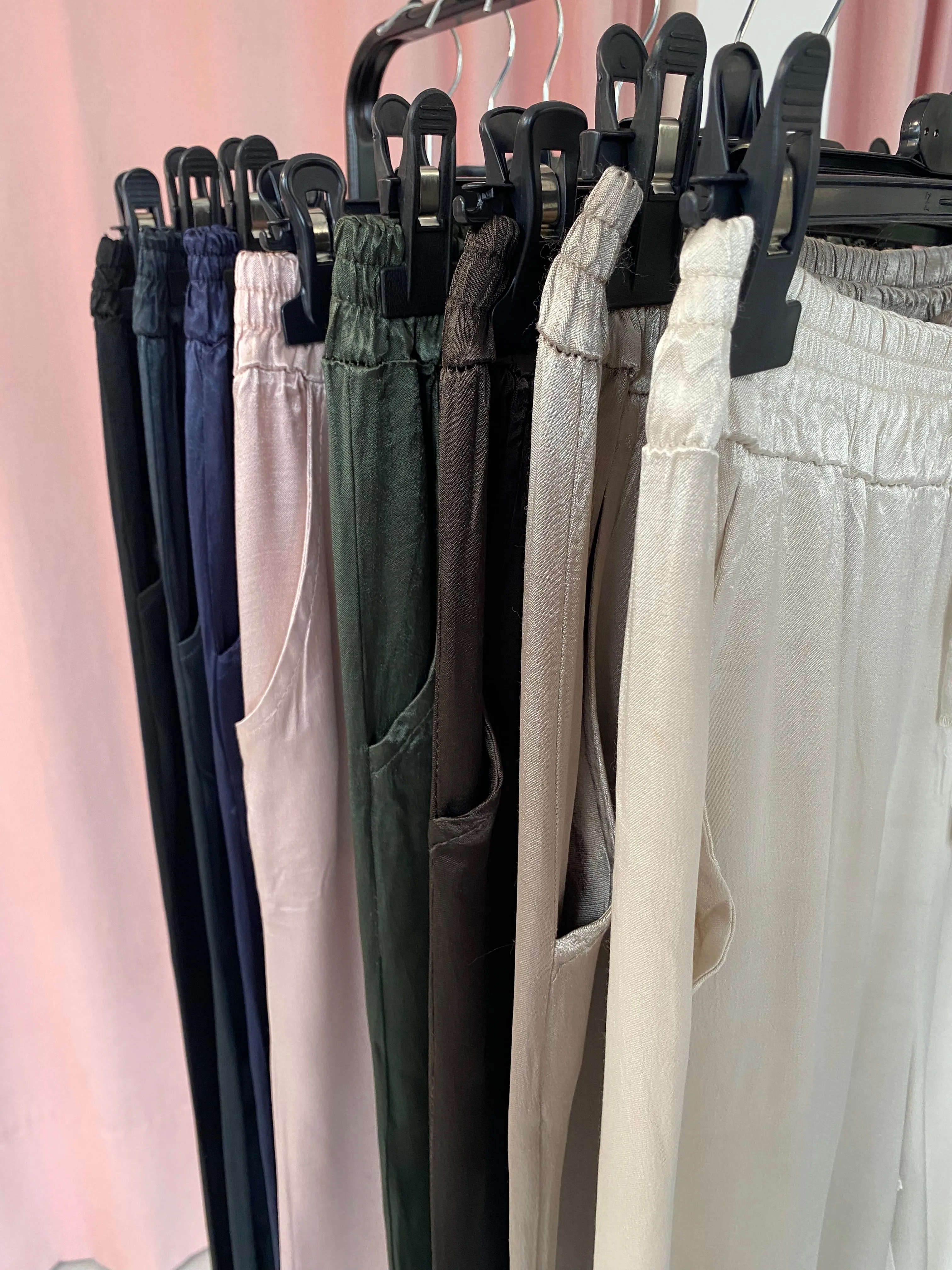 Silky Wide Leg Trousers - Pink