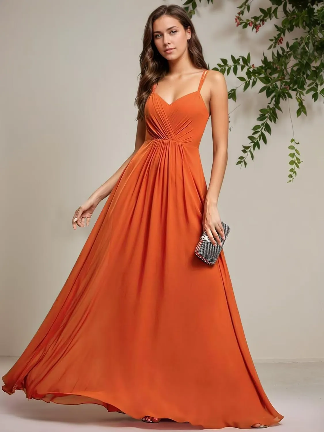 Spaghetti Straps Chiffon Bridesmaid Dress Lace Appliques Prom Party Gowns for Women Formal Sexy Backless DR0787