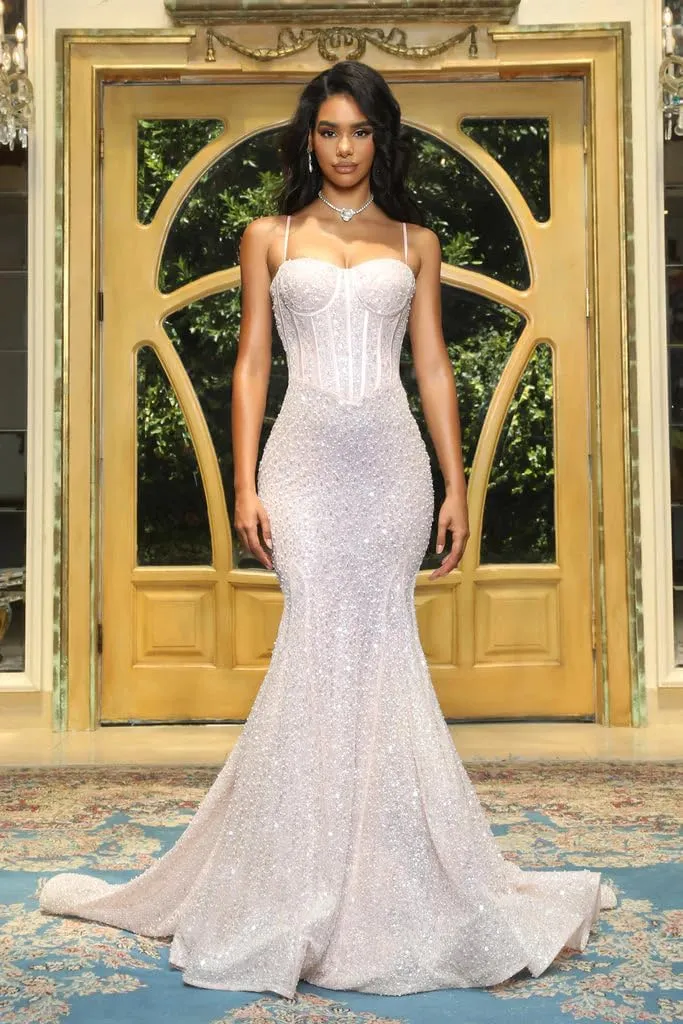 Sparkly Sequin Prom Dresses for Teens 2025 Spaghetti Strap Long Glitter Mermaid Evening Gown