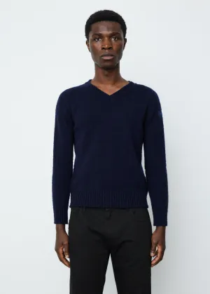 Striped Hammersleeve V-neck Sweater
