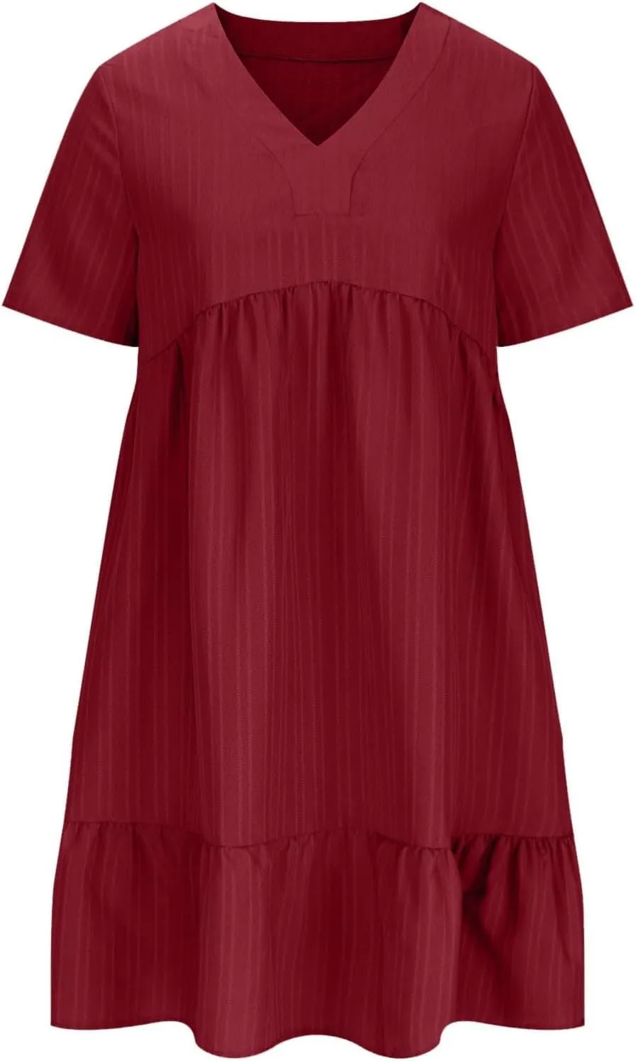 Summer Dresses for Women 2025 Plus Size Short Sleeve V Neck Mini Dress Casual Flowy Swing Boho Beach Vacation Clothes