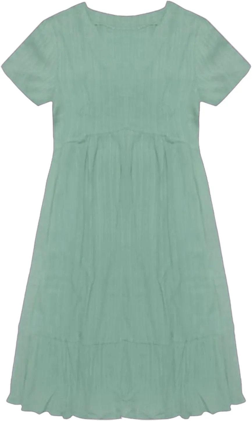Summer Dresses for Women 2025 Plus Size Short Sleeve V Neck Mini Dress Casual Flowy Swing Boho Beach Vacation Clothes