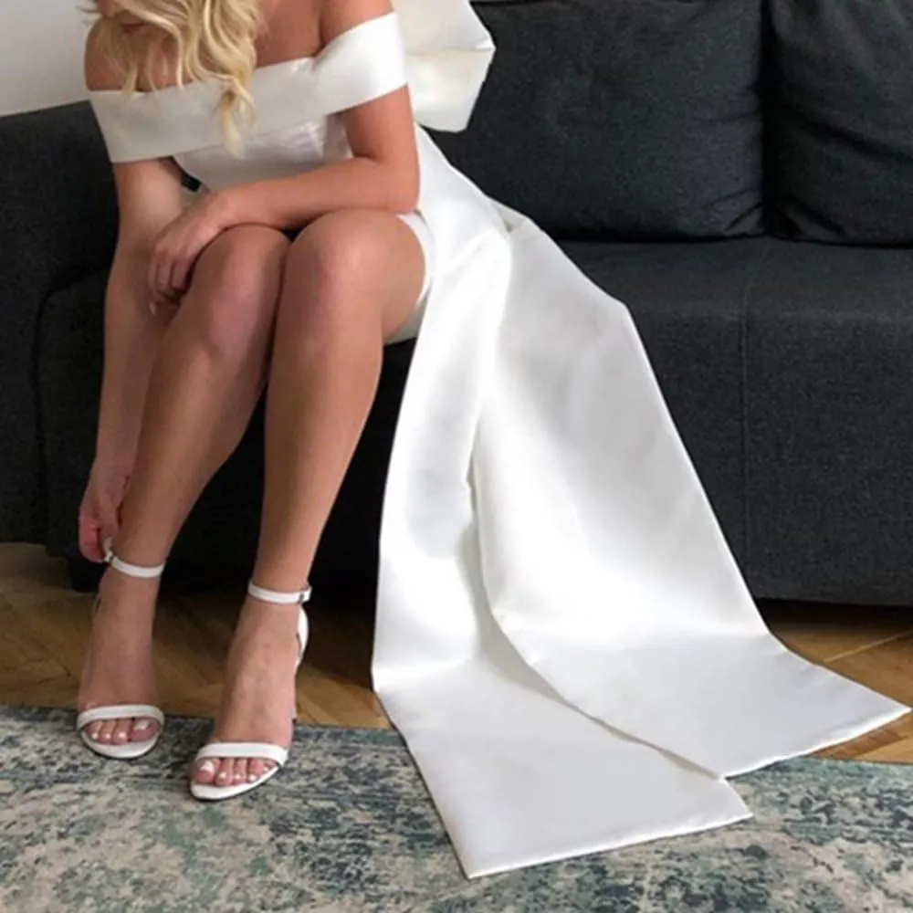 Sweetheart Short Wedding Dress for Bride Detachable Sleeves Boho Wedding Dress Tulle Bridal Gown