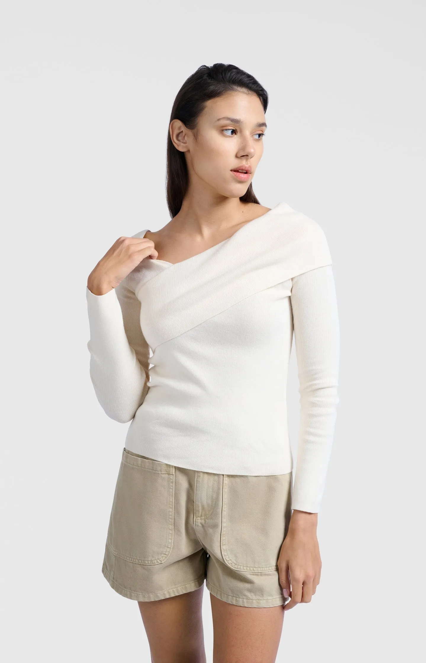 Top with wrap-over neckline