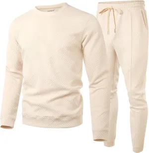UOUA Men's 2 Piece Sweat Suits Set Long Sleeve Sweatshirt Jogging Sweatpants Tracksuits Outfits