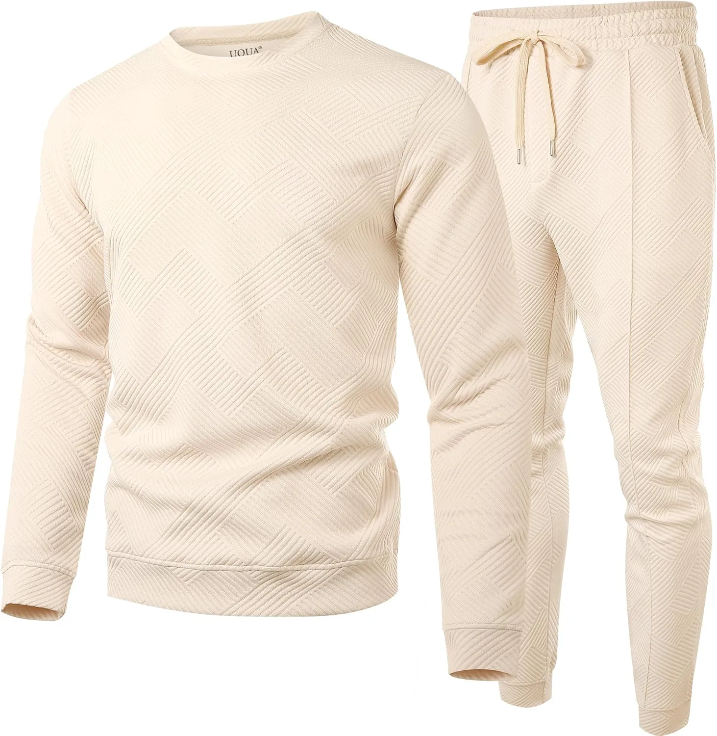 UOUA Men's 2 Piece Sweat Suits Set Long Sleeve Sweatshirt Jogging Sweatpants Tracksuits Outfits