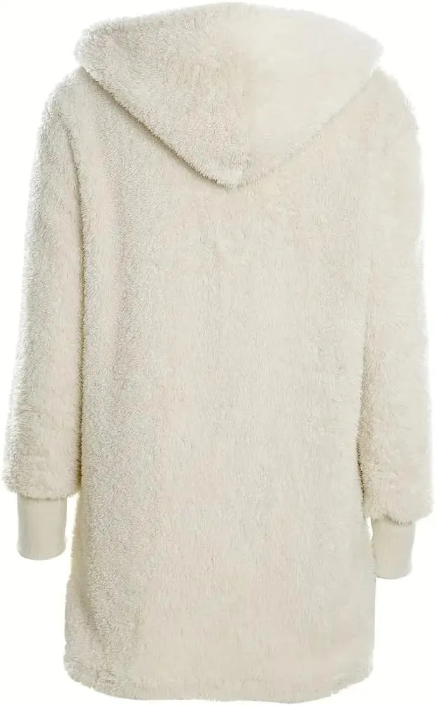 Vakkest Women's Sexy 3 Piece Pajamas Outfit Fuzzy Fleece Warm Sherpa Coat Jacket Outwear Spaghetti Strap Crop Top Shorts Set