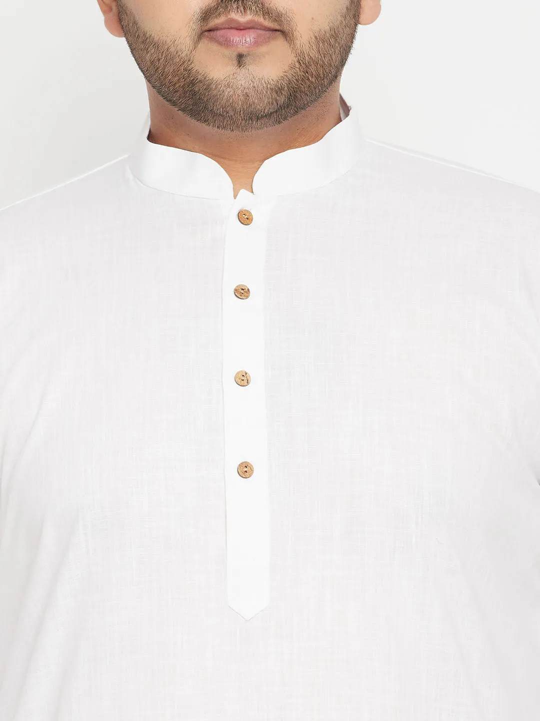 VASTRAMAY Men's White and Brown Kurta Set