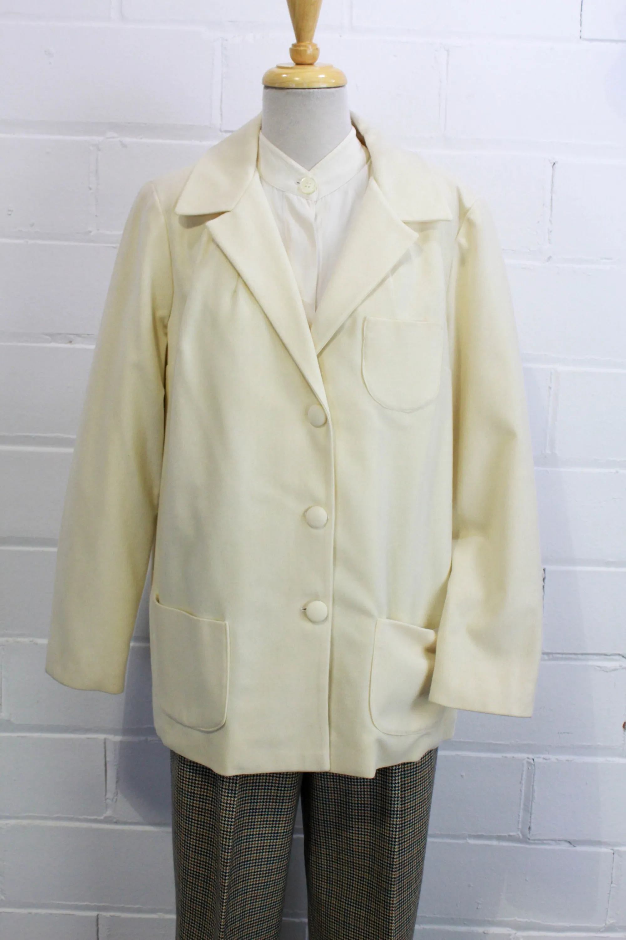 Vintage 1960s/70s Cream Wool Blazer, Large