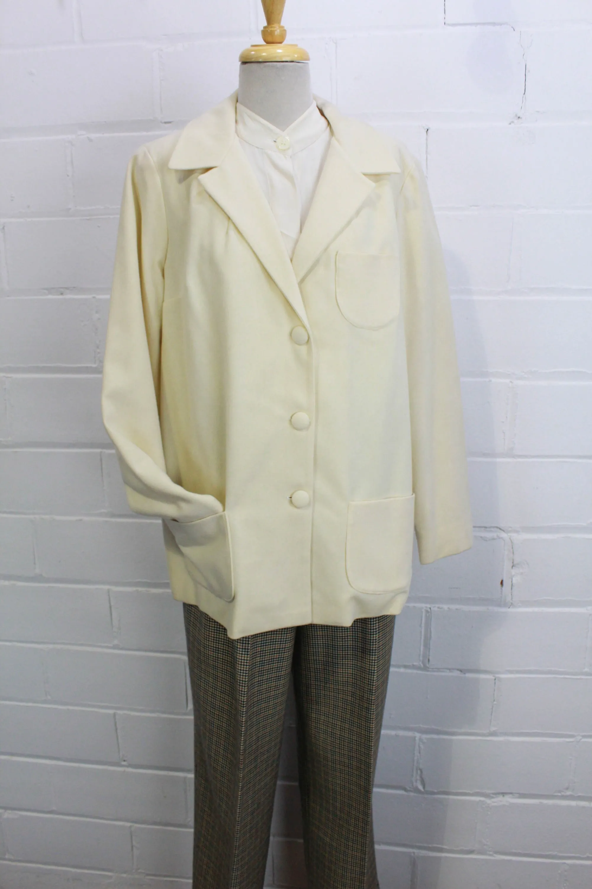 Vintage 1960s/70s Cream Wool Blazer, Large