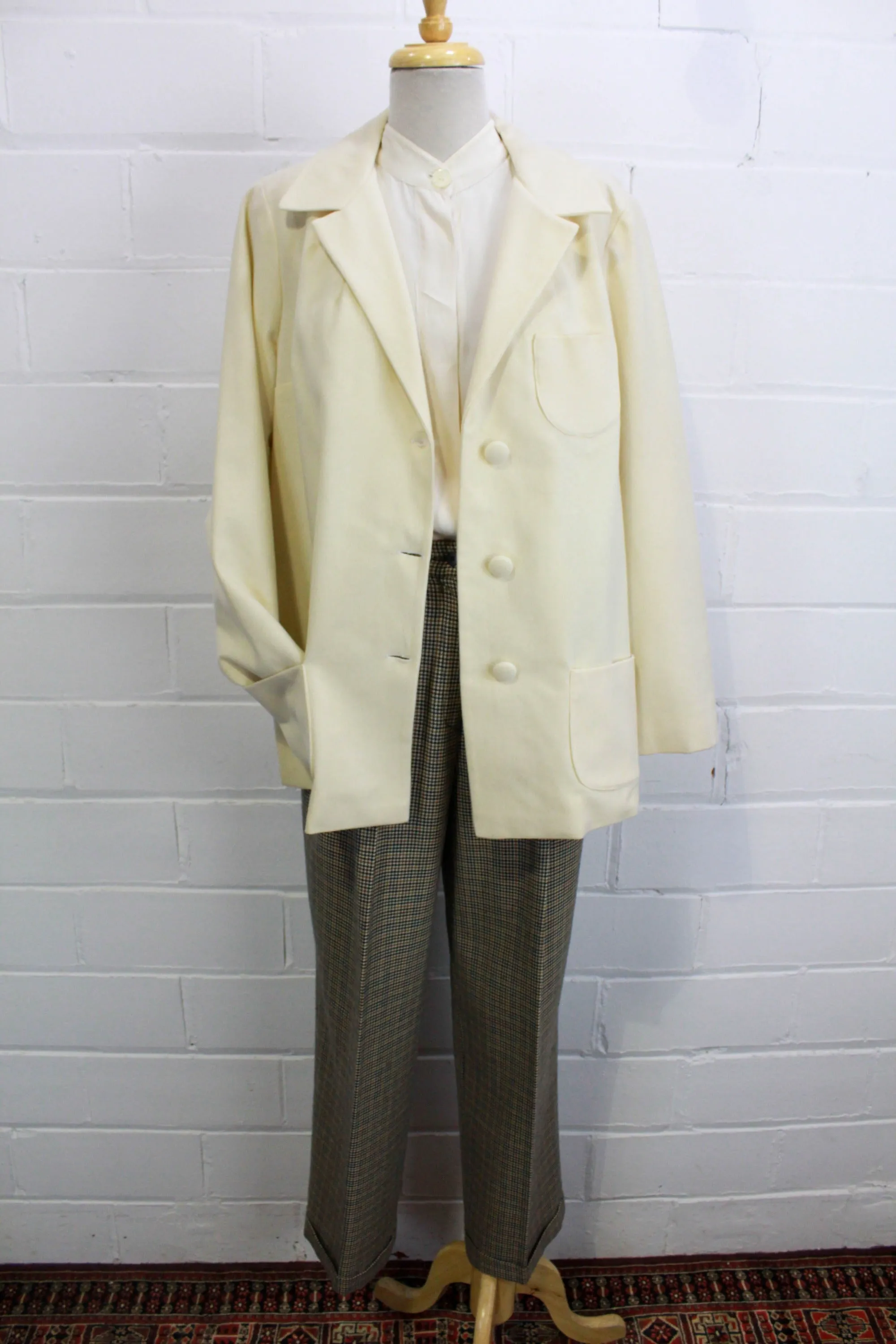 Vintage 1960s/70s Cream Wool Blazer, Large