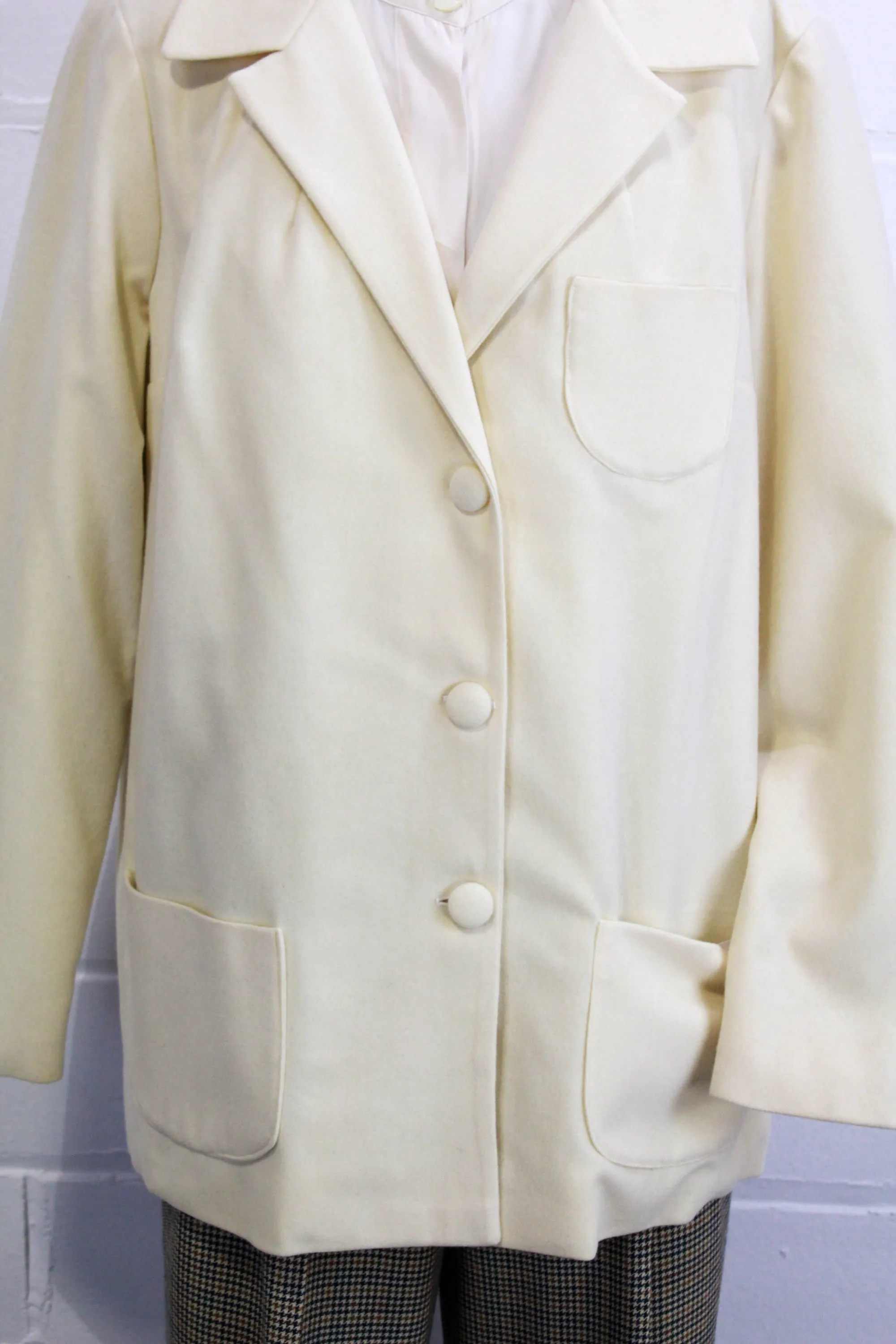 Vintage 1960s/70s Cream Wool Blazer, Large