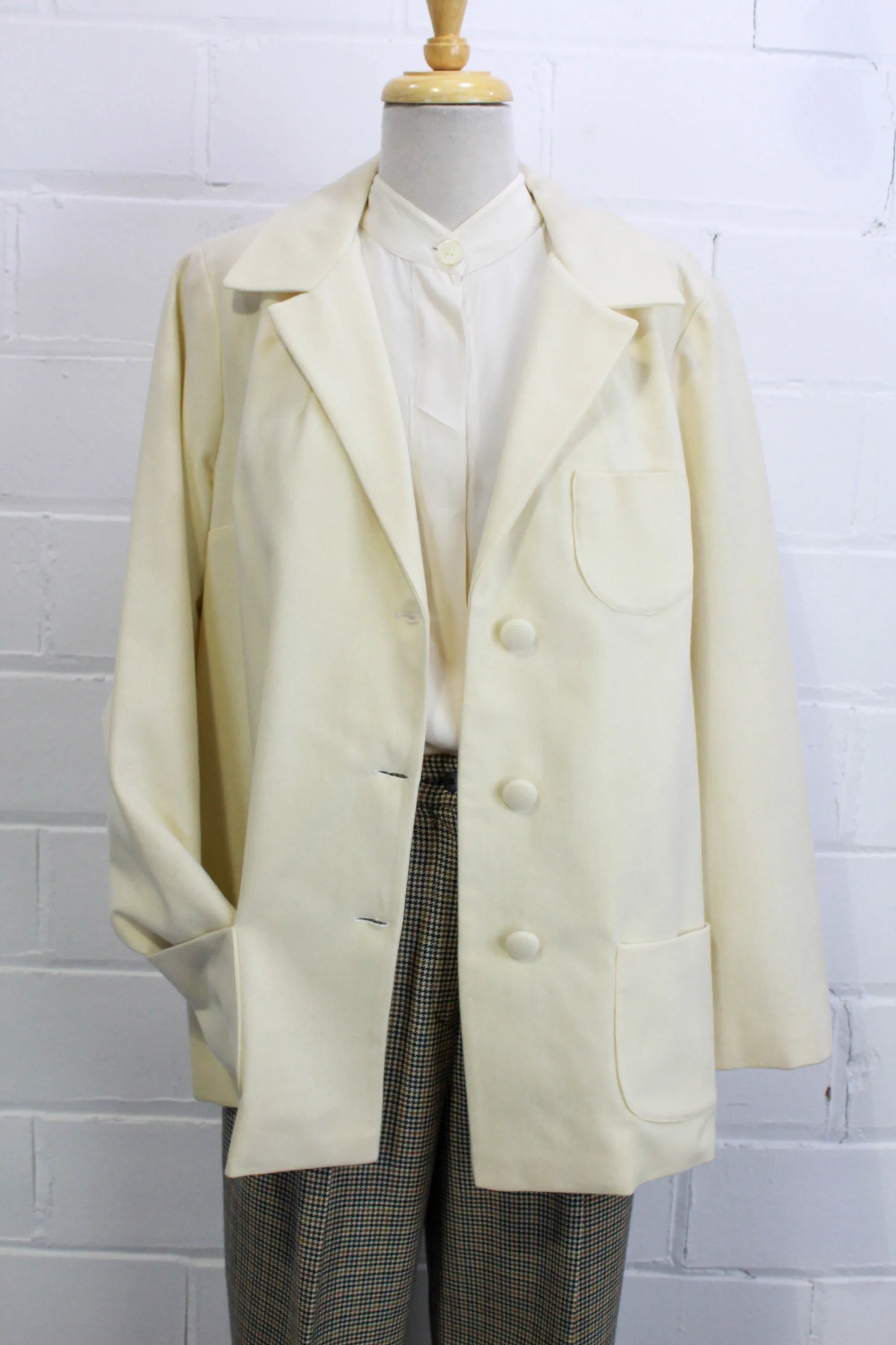 Vintage 1960s/70s Cream Wool Blazer, Large