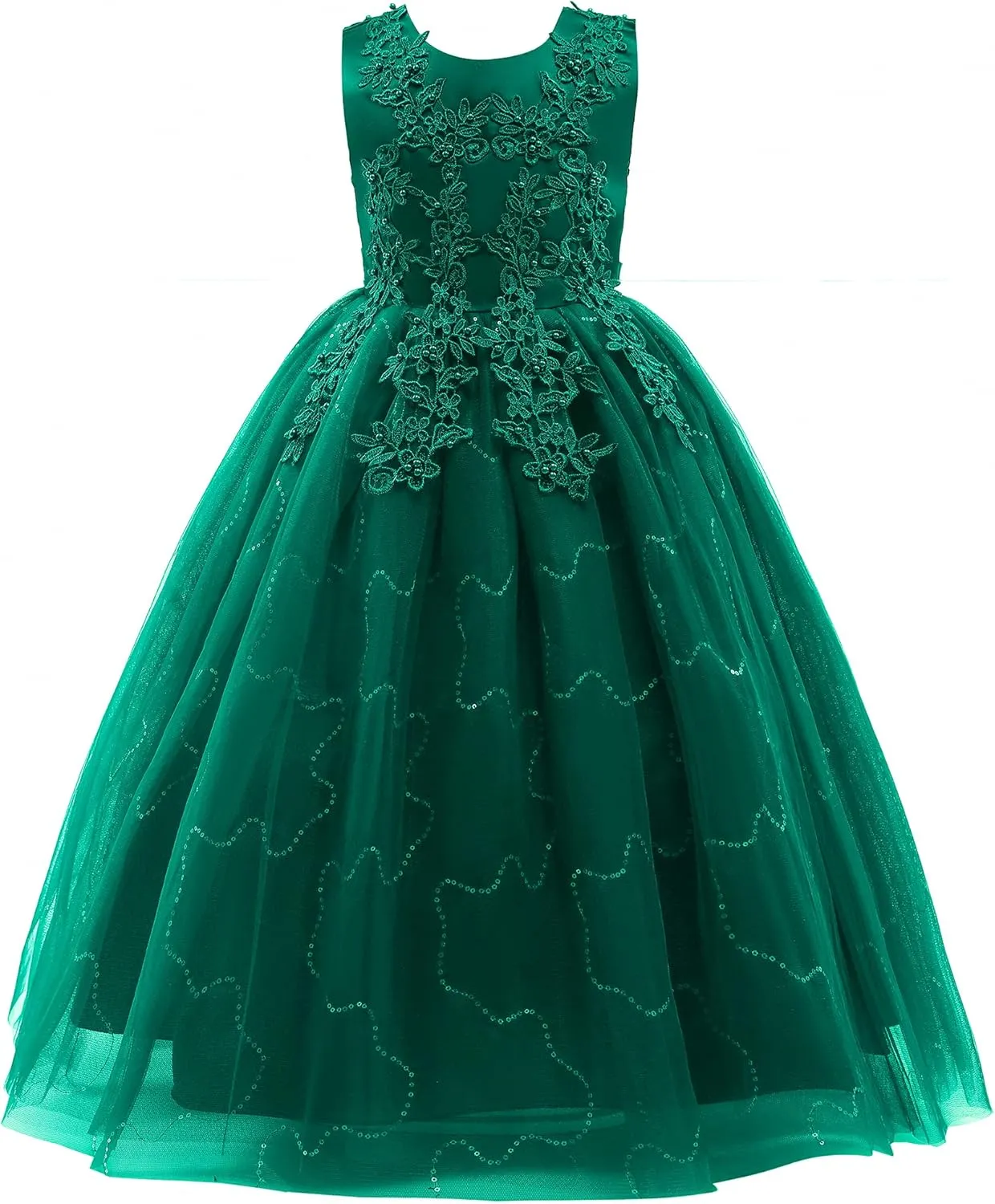 Weileenice Little/Big Girls Lace Bridesmaid Dress Flower Kid Wedding Ball Gown Toddler Princess Pageant Evening Dresses