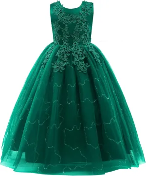 Weileenice Little/Big Girls Lace Bridesmaid Dress Flower Kid Wedding Ball Gown Toddler Princess Pageant Evening Dresses