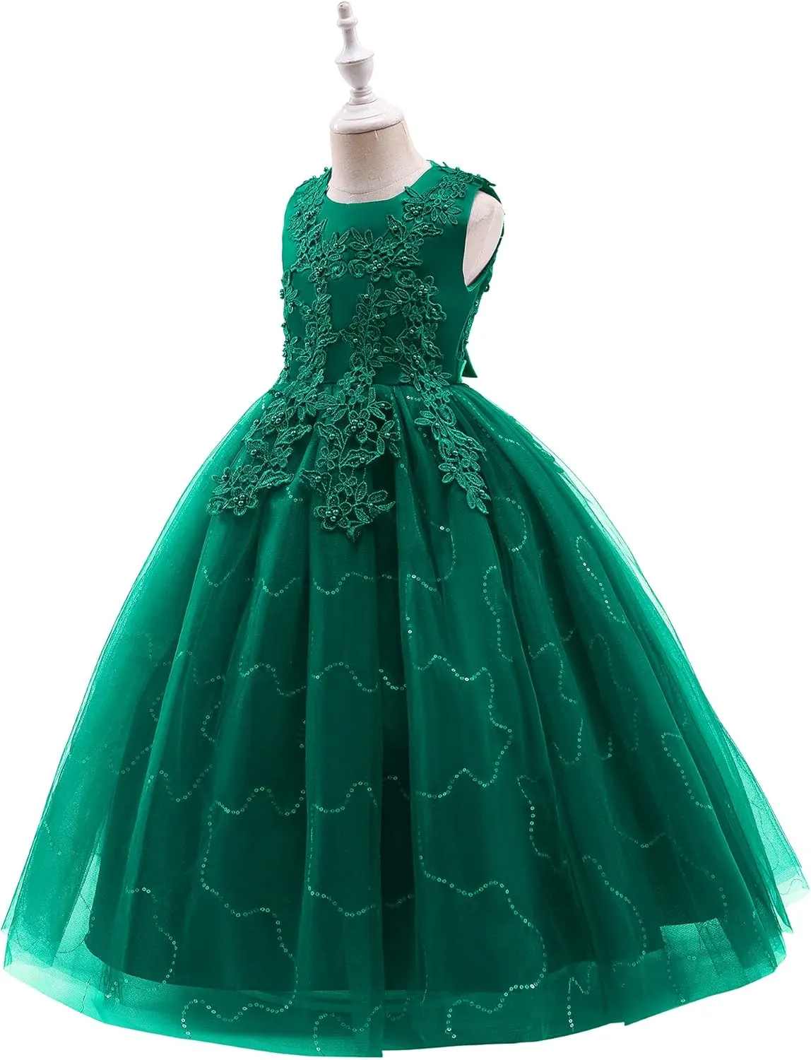 Weileenice Little/Big Girls Lace Bridesmaid Dress Flower Kid Wedding Ball Gown Toddler Princess Pageant Evening Dresses