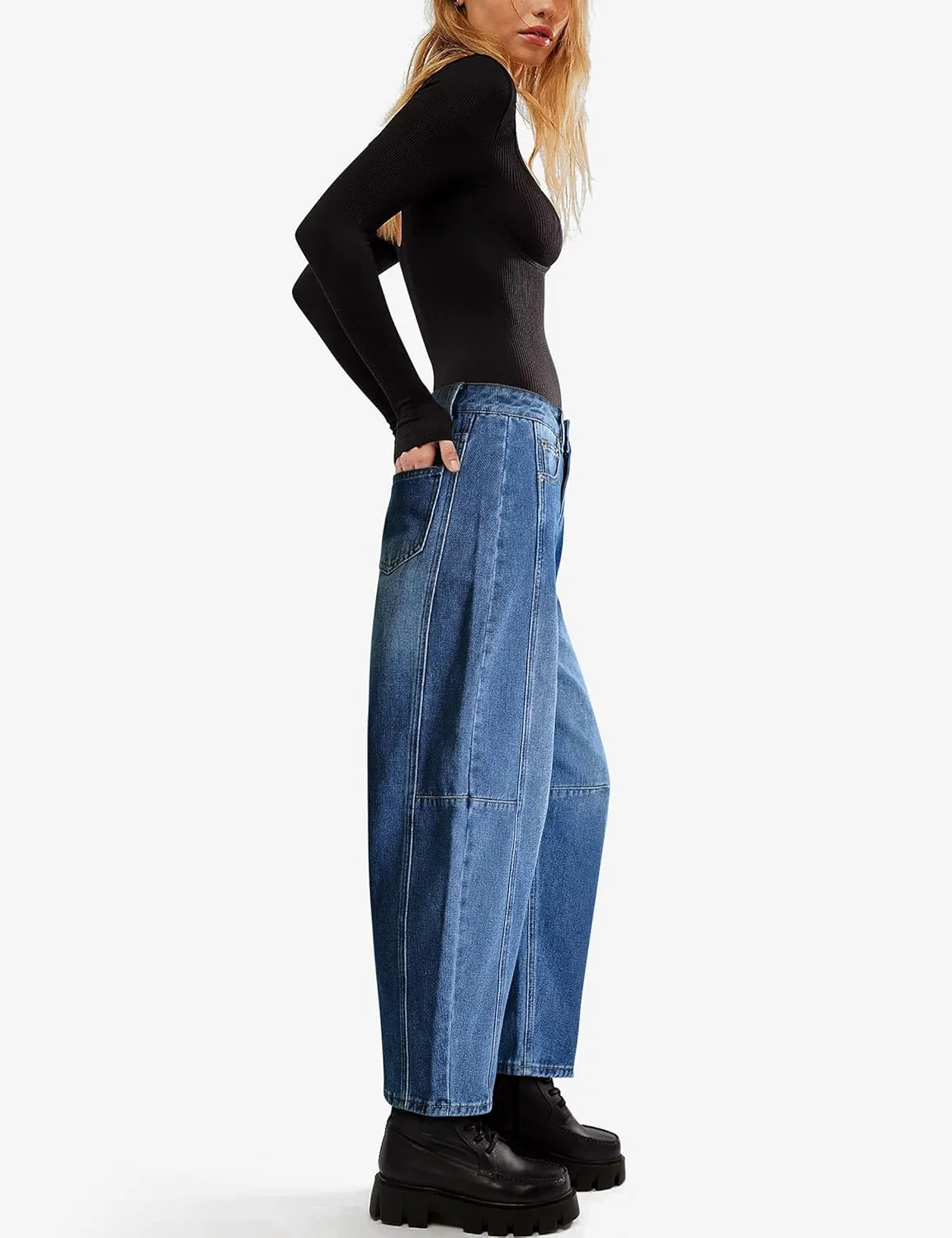 Women's Barrel Boyfriend Baggy Leopard Print Jeans Mid Rise Cropped Wide Leg Y2K Horseshoe Jeans for Women Trendy