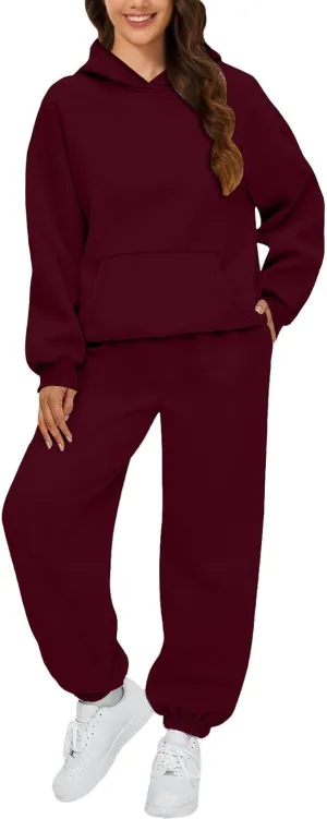Womens Fall/Spring Fashion 2025O versized with Pockets Joggers Set: Loose Fit Casual Sweatsuit Baggy Y2k Trendy Set
