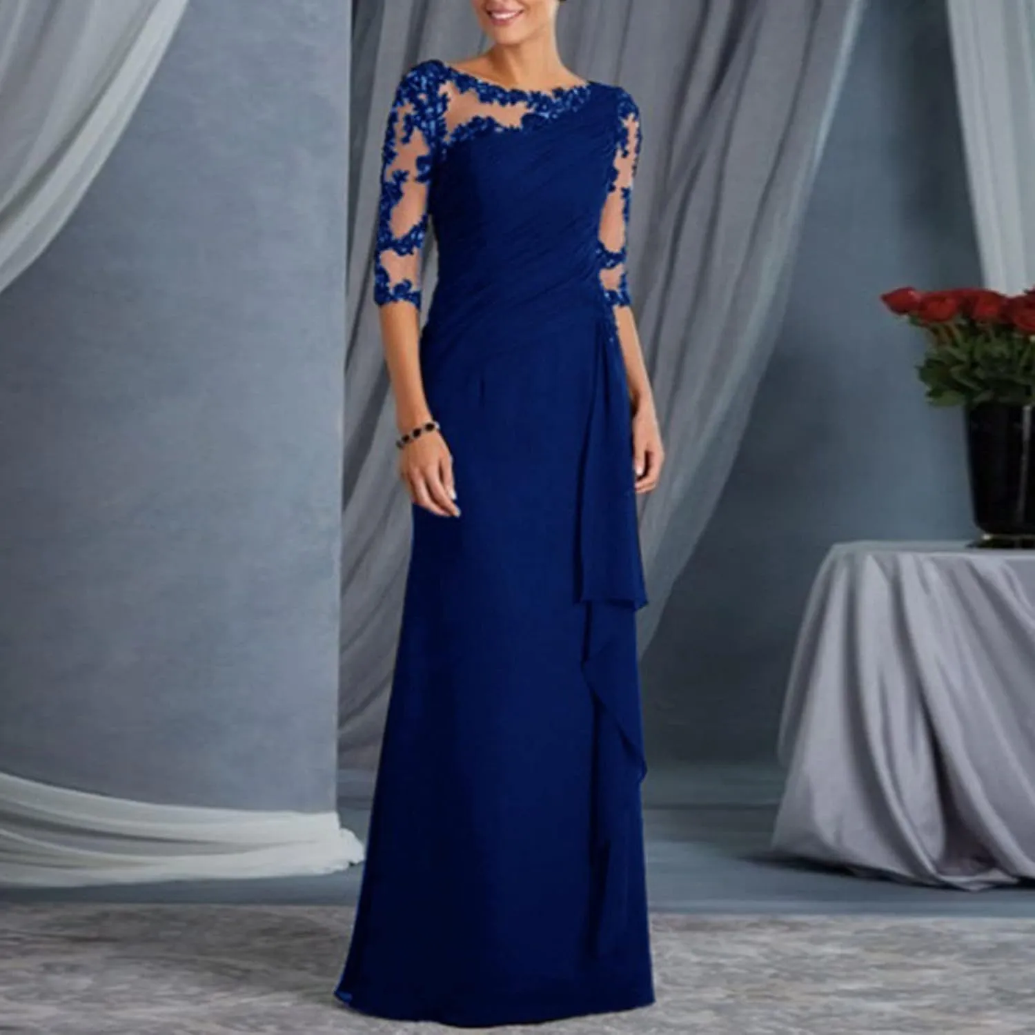 Womens Formal Dresses for Wedding Cocktail Floral Wedding Guest Formal Party Church Mother Bride Dress 2024