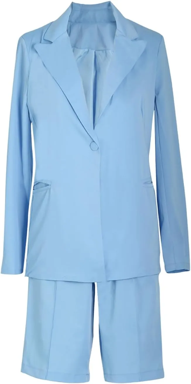 XZLUFNY Women's 2 Piece Full Sleeve Blazer and Short Office Business Work Suit Set