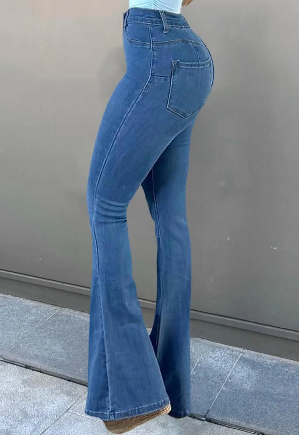 YouSexy Women's Flare Bell Bottom Jeans Destroyed Flare Denim Pants 70s Outfits for Women