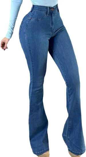 YouSexy Women's Flare Bell Bottom Jeans Destroyed Flare Denim Pants 70s Outfits for Women