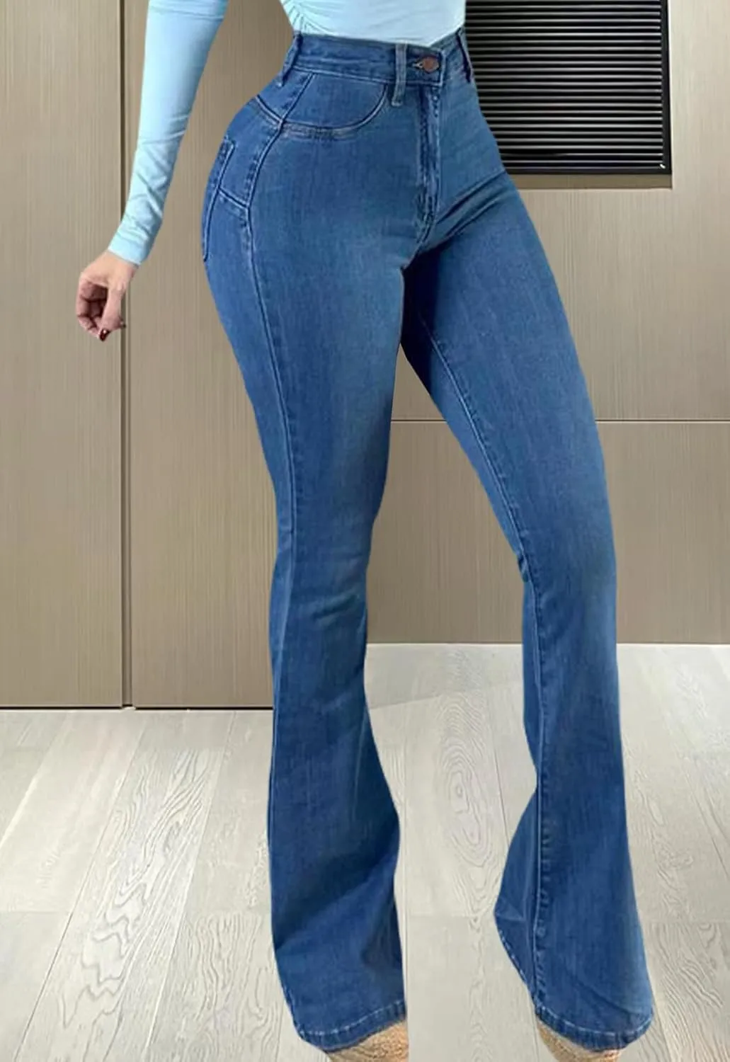YouSexy Women's Flare Bell Bottom Jeans Destroyed Flare Denim Pants 70s Outfits for Women