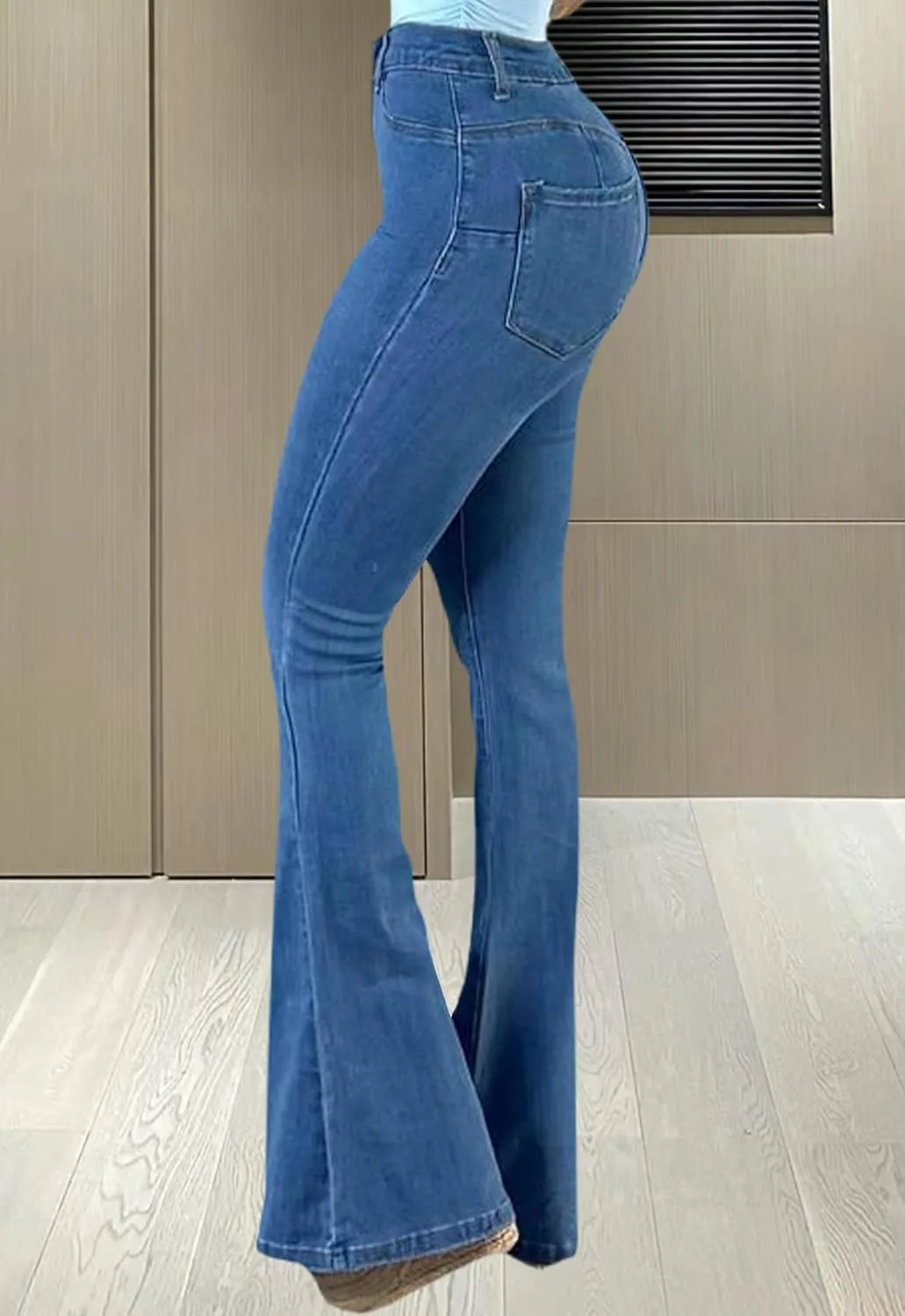 YouSexy Women's Flare Bell Bottom Jeans Destroyed Flare Denim Pants 70s Outfits for Women