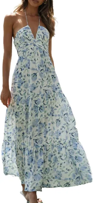 Yuemengxuan Women Flowy Summer Dresses Backless Ruched Sleeveless Dress Ruffle Sexy 2025 A-Line Mini Sundresses