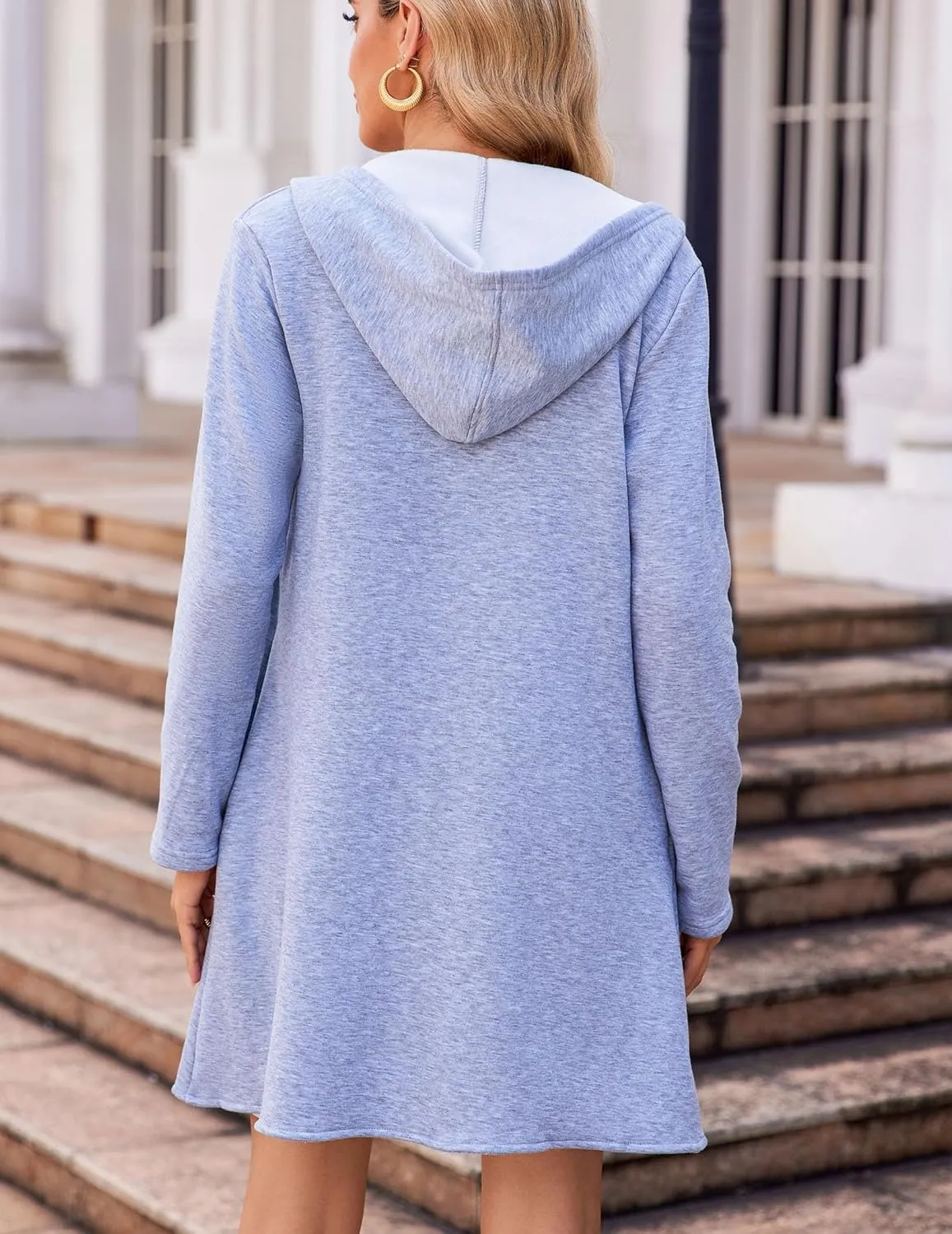Zeagoo Women's Long Zip Up Hoodie Lightweight Oversized Tunic Sweatshirt Open Front Cardigan Jacket with Pockets